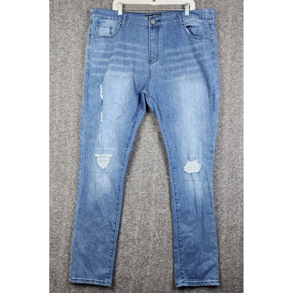Blue‎ Cult Distressed Jeans Mens 42 Blue Ripped Straight Leg Denim